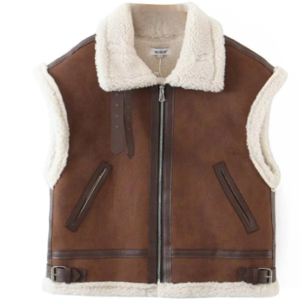 Shearling Oversized Faux Leather Vest.